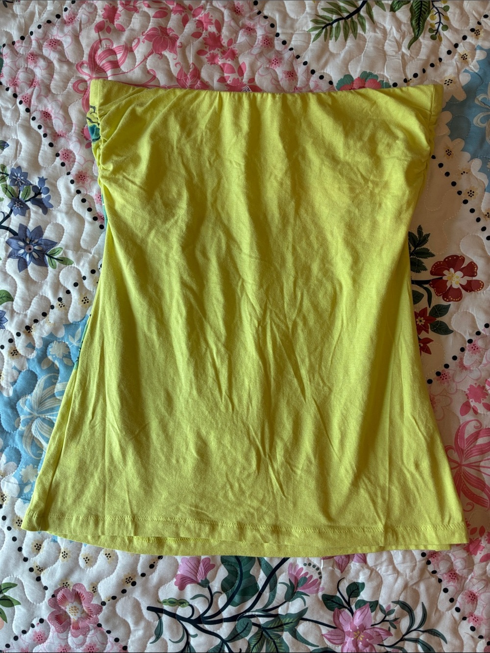 Strapless Lime Green Floral Print Tube Top - Picture 3 of 3